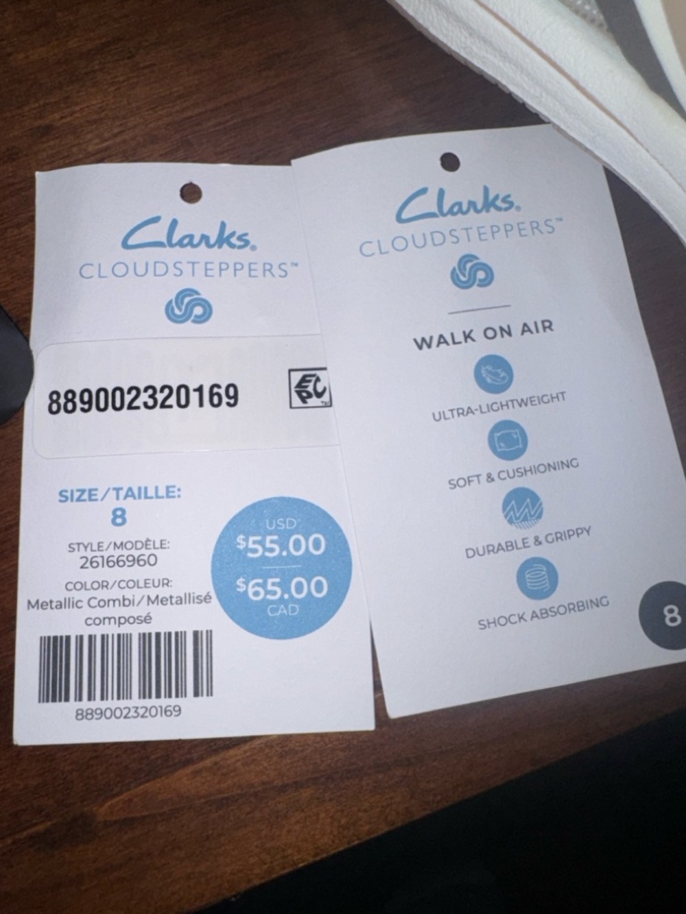 NWT Clarks Breeze Metallic Beige and White Braided Thong/flip-flop Sandals - Picture 8 of 8